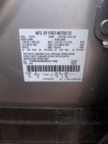 1FM5K8AB2MGA17499 - 2021 FORD EXPLORER POLICE INTERCEPTOR TWO TONE photo 12