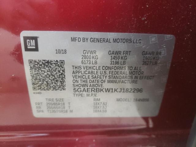 5GAERBKW1KJ182296 - 2019 BUICK ENCLAVE ESSENCE BURGUNDY photo 13