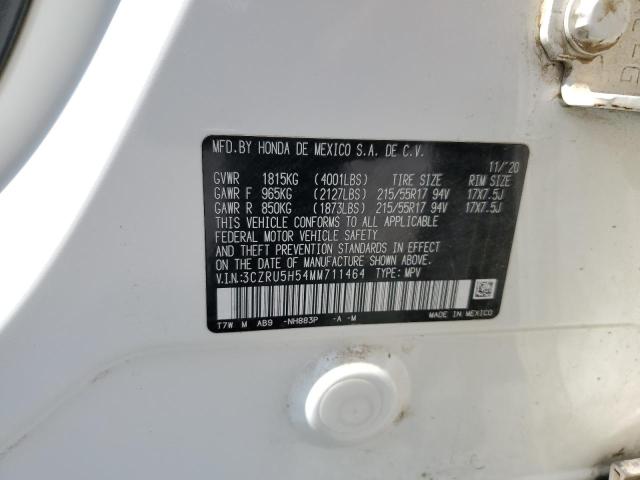 3CZRU5H54MM711464 - 2021 HONDA HR-V EX თეთრი ფოტო 13