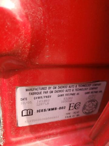 KL1TD69606B566823 - 2006 CHEVROLET AVEO BASE 红色 照片 12