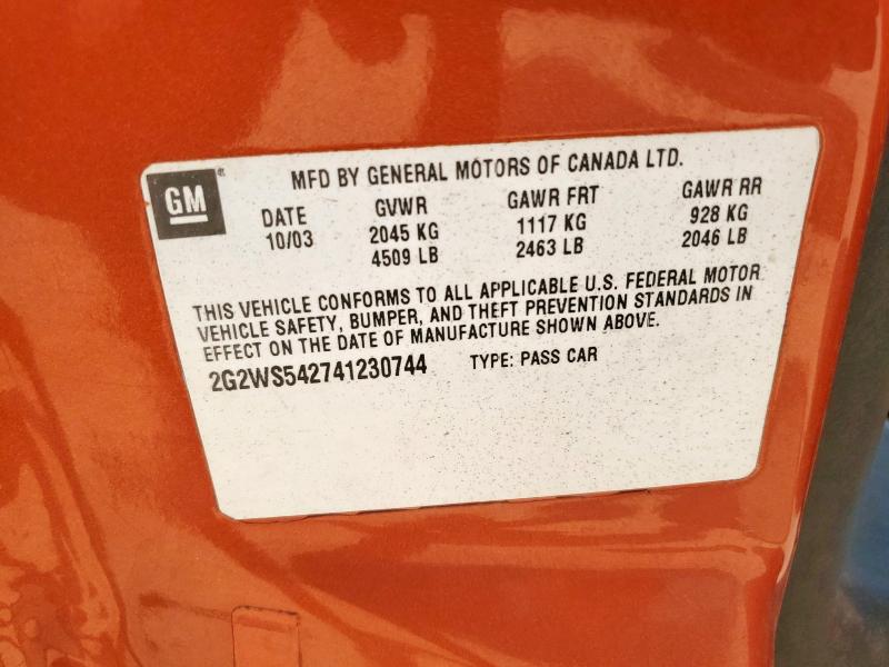 2G2WS542741230744 - 2004 PONTIAC GRAND PRIX GT2 ნარინჯისფერი ფოტო 13