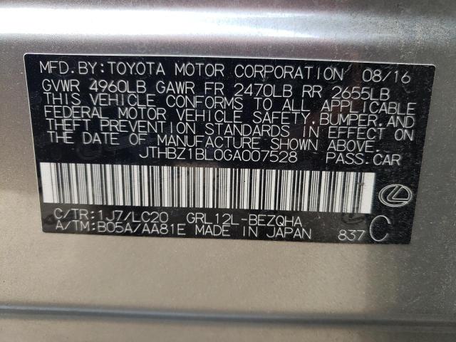 JTHBZ1BL0GA007528 - 2016 LEXUS GS 350 BASE SILVER photo 12