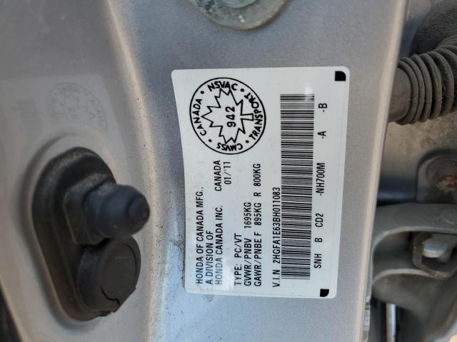 2HGFA1E63BH011083 - 2011 HONDA CIVIC LX-S 银色 照片 12