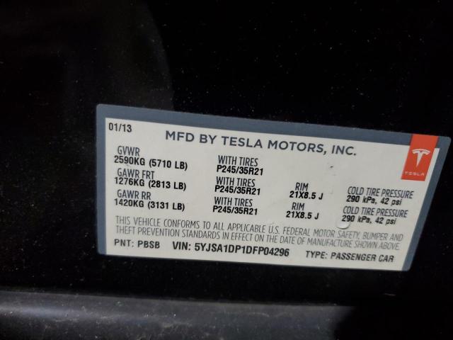 5YJSA1DP1DFP04296 - 2013 TESLA MODEL S BLACK photo 12