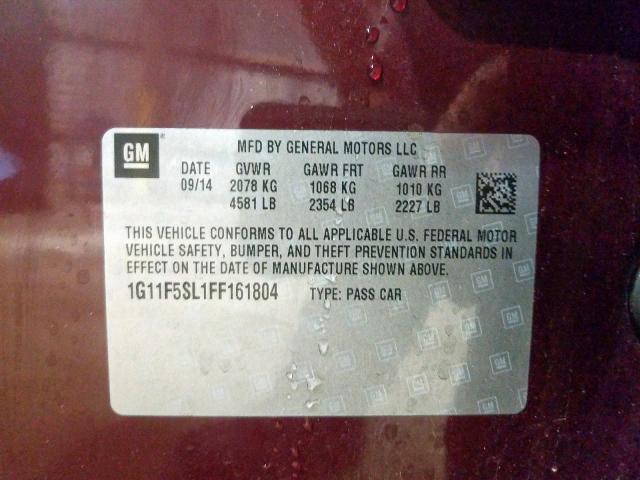 1G11F5SL1FF161804 - 2015 CHEVROLET MALIBU LTZ  ფოტო 10