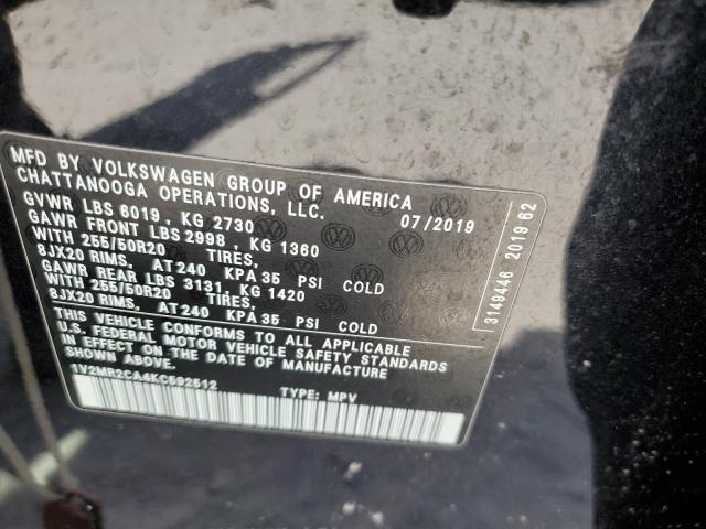 1V2MR2CA4KC592512 - 2019 VOLKSWAGEN ATLAS SEL BLACK photo 13