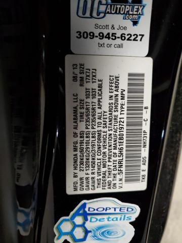 5FNRL5H61EB019721 - 2014 HONDA ODYSSEY EXL BLACK photo 13