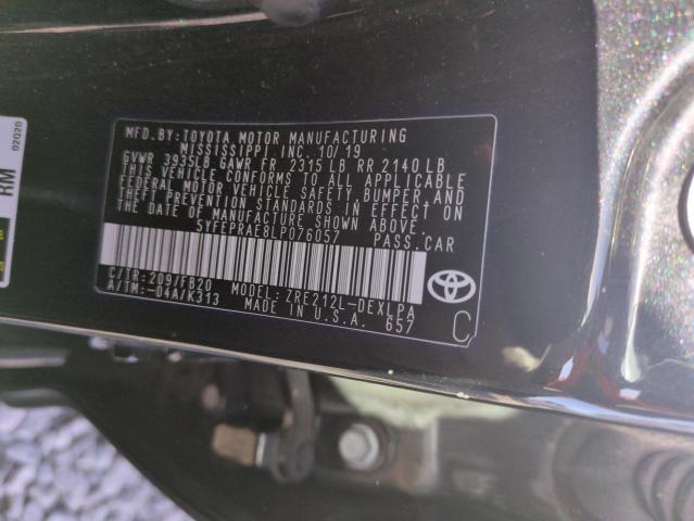 5YFEPRAE8LP076057 - 2020 TOYOTA COROLLA LE BLACK photo 12