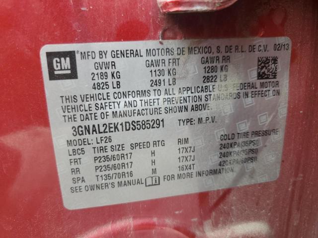 3GNAL2EK1DS585291 - 2013 CHEVROLET CAPTIVA LS 栗色 照片 13