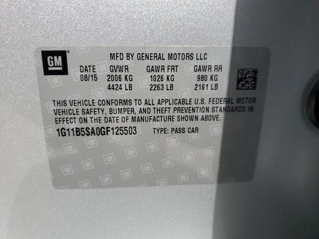 1G11B5SA0GF125503 - 2016 CHEVROLET MALIBU LIM LS SILVER photo 12