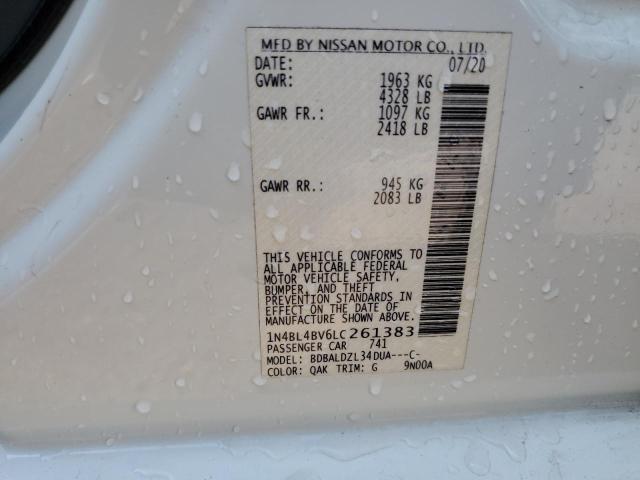 1N4BL4BV6LC261383 - 2020 NISSAN ALTIMA S WHITE photo 13