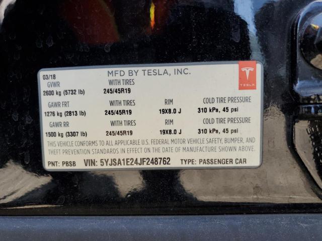 5YJSA1E24JF248762 - 2018 TESLA MODEL S 黑色 照片 12