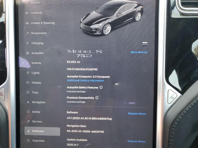 5YJSA1E24JF248762 - 2018 TESLA MODEL S 黑色 照片 9