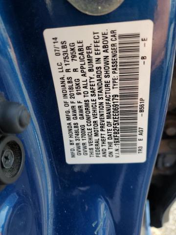 19XFB2F5XEE069179 - 2014 HONDA CIVIC LX BLUE photo 13