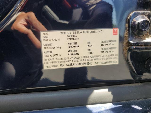 5YJSA1H14EFP44945 - 2014 TESLA MODEL S Mavi foto 12