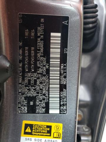 5TDJKRFH4GS236741 - 2016 TOYOTA HIGHLANDER XLE GRAY photo 13