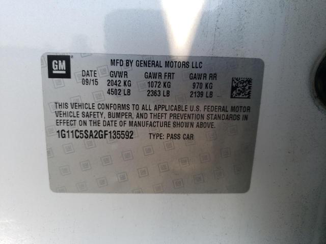 1G11C5SA2GF135592 - 2016 CHEVROLET MALIBU LIM LT თეთრი ფოტო 13