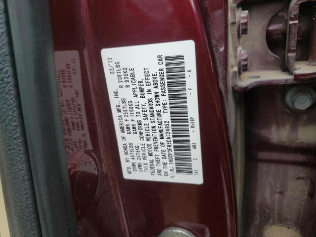 1HGCP3F85CA024852 - 2012 HONDA ACCORD EXL BURGUNDY photo 13