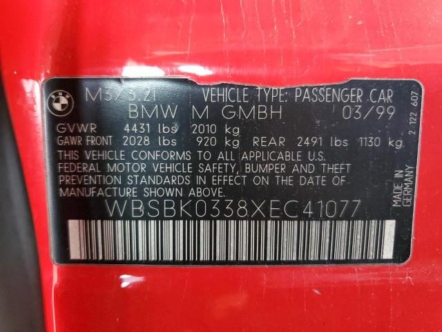WBSBK0338XEC41077 - 1999 BMW M3 AUTOMATIC RED photo 12