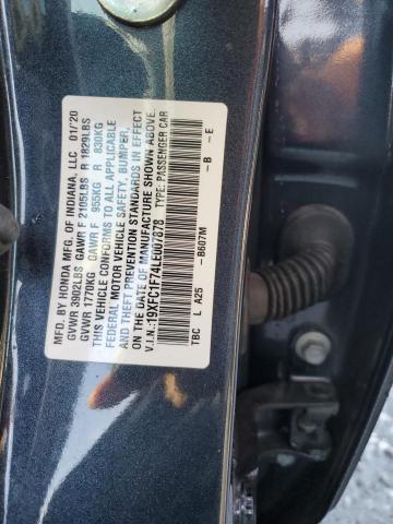 19XFC1F74LE007878 - 2020 HONDA CIVIC EXL BLUE photo 12