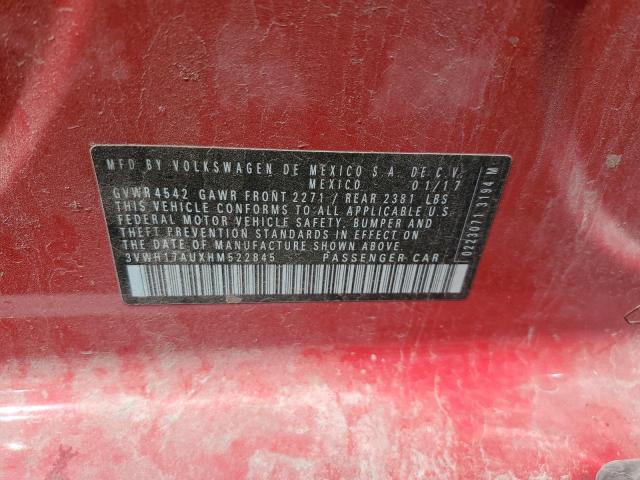 3VWH17AUXHM522845 - 2017 VOLKSWAGEN GOLF ALLTR S RED photo 13