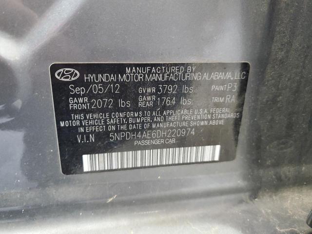 5NPDH4AE6DH220974 - 2013 HYUNDAI ELANTRA GLS SILVER photo 12