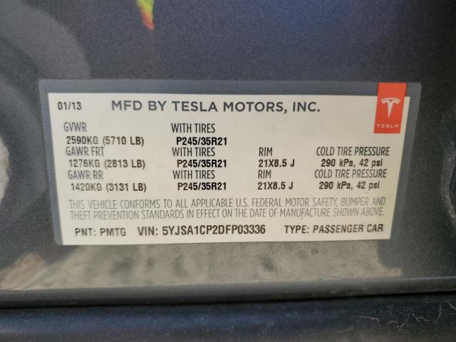 5YJSA1CP2DFP03336 - 2013 TESLA MODEL S SILVER photo 13