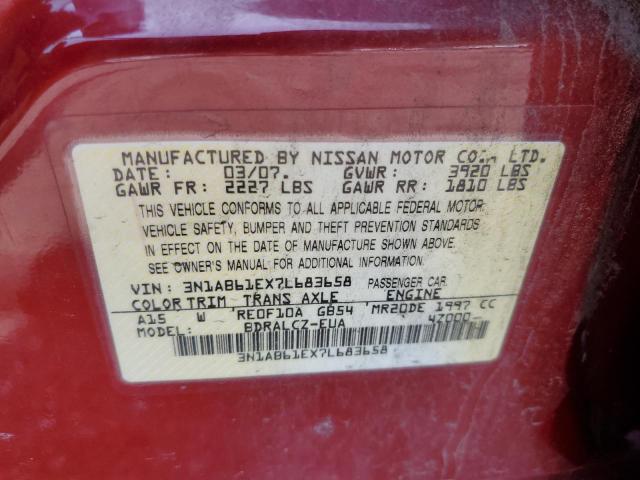 3N1AB61EX7L683658 - 2007 NISSAN SENTRA 2.0 RED photo 12