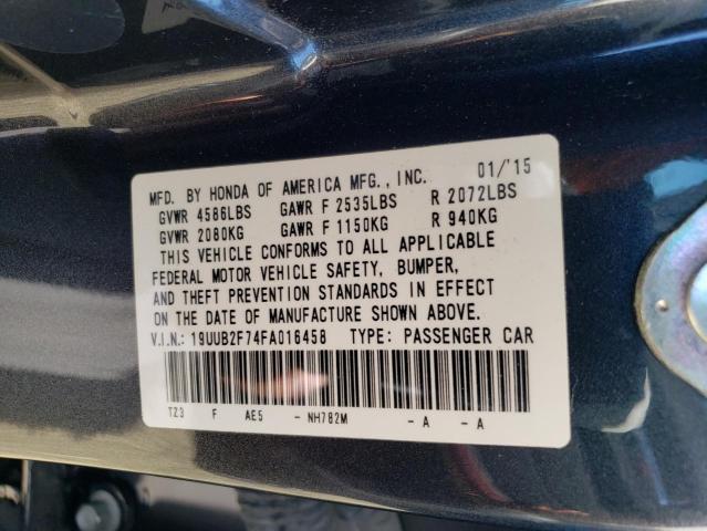 19UUB2F74FA016458 - 2015 ACURA TLX ADVANCE ნაცრისფერი ფოტო 12
