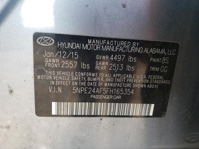 5NPE24AF5FH165354 - 2015 HYUNDAI SONATA SE SILVER photo 12