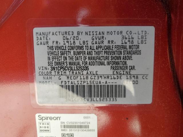 3N1CP5CV3LL525335 - 2020 NISSAN KICKS SV RED photo 13