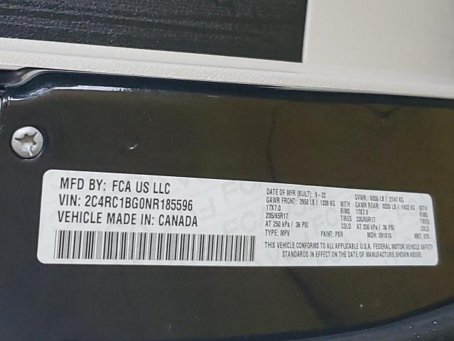 2C4RC1BG0NR185596 - 2022 CHRYSLER PACIFICA TOURING L BLACK photo 13