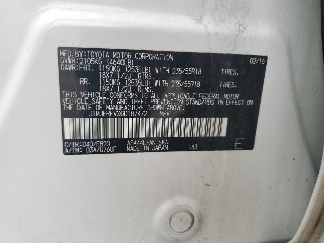 JTMJFREVXGD187472 - 2016 TOYOTA RAV4 SE WHITE photo 14