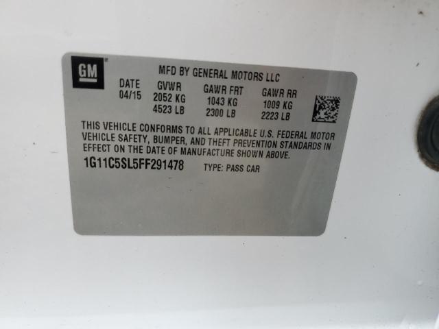 1G11C5SL5FF291478 - 2015 CHEVROLET MALIBU 1LT 白色 照片 12