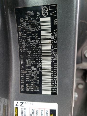2T1KR32E06C583208 - 2006 TOYOTA COROLLA MA XR GRAY photo 12