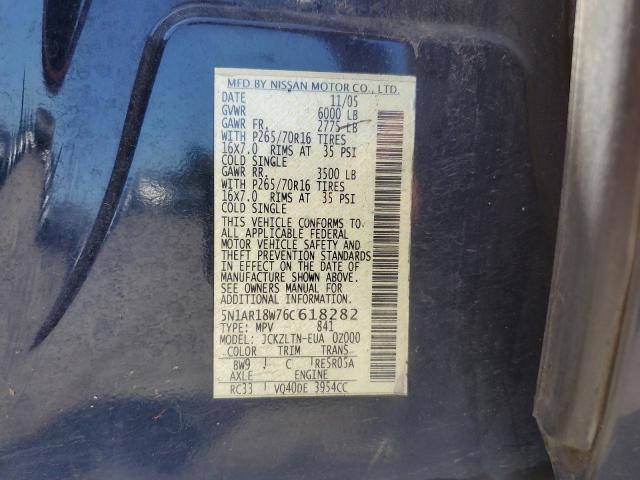 5N1AR18W76C618282 - 2006 NISSAN PATHFINDER LE 蓝色 照片 13