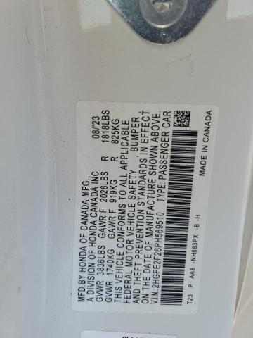 2HGFE2F26PH569510 - 2023 HONDA CIVIC LX WHITE photo 12