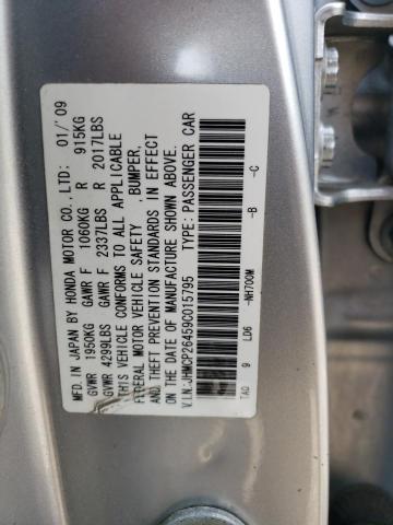 JHMCP26459C015795 - 2009 HONDA ACCORD LXP SILVER photo 12