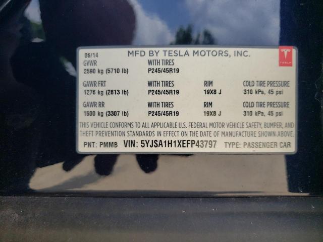 5YJSA1H1XEFP43797 - 2014 TESLA MODEL S Կապույտ լուսանկար 12