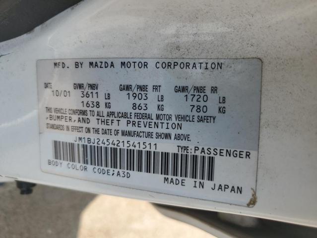 JM1BJ245421541511 - 2002 MAZDA PROTEGE PR5 WHITE photo 12