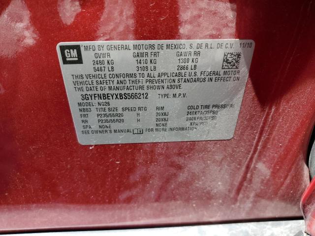 3GYFNBEYXBS566212 - 2011 CADILLAC SRX PERFORMANCE COLLECTION Марун фото 12