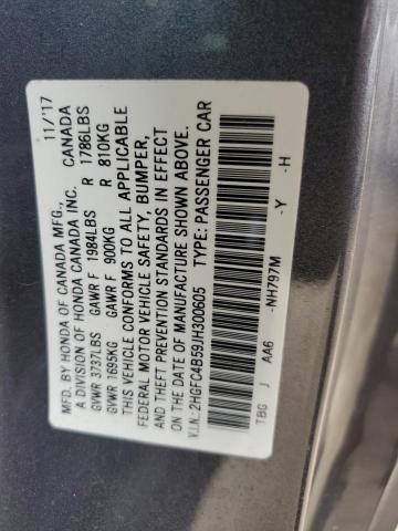 2HGFC4B59JH300605 - 2018 HONDA CIVIC LX GRAY photo 13