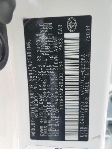 4T1G11AK4RU881854 - 2024 TOYOTA CAMRY SE NIGHT SHADE WHITE photo 12