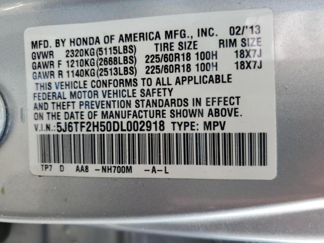 5J6TF2H50DL002918 - 2013 HONDA CROSSTOUR EXL ვერცხლისფერი ფოტო 13