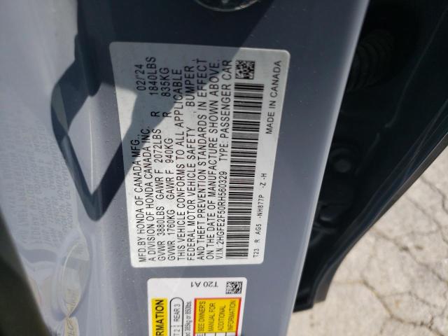 2HGFE2F50RH560329 - 2024 HONDA CIVIC SPORT 蓝色 照片 12