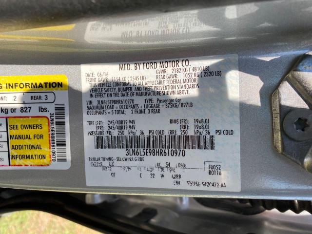 3LN6L5E98HR610970 - 2017 LINCOLN MKZ RESERVE ვერცხლისფერი ფოტო 10