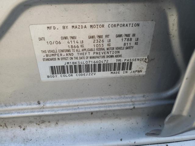 JM1BK34L071660472 - 2007 MAZDA SPEED 3 SILVER photo 12