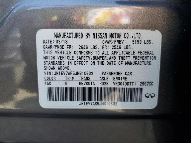 JN1EV7AR5JM610602 - 2018 INFINITI Q50 LUXE GRAY photo 13