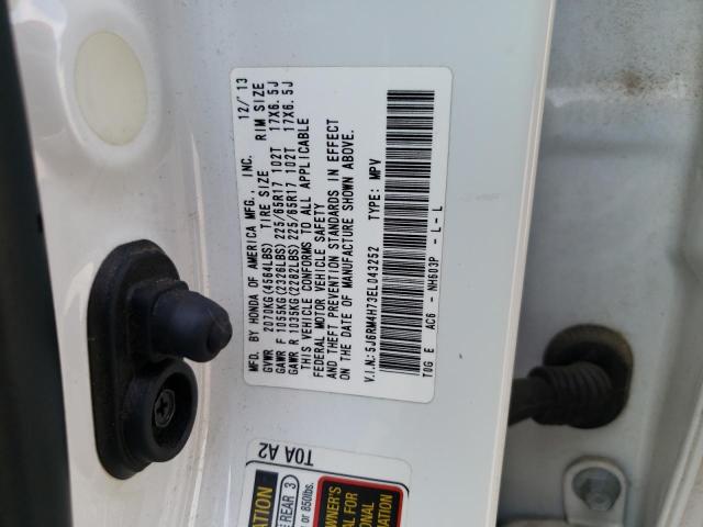 5J6RM4H73EL043252 - 2014 HONDA CR-V EXL WHITE photo 13