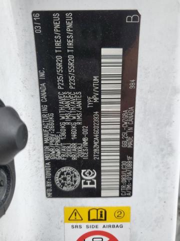 2T2BZMCA4GC023934 - 2016 LEXUS RX 350 BASE WHITE photo 13